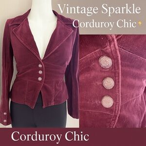 Burgundy Corduroy Blazer Jacket Indie Sleaze Dark Academia Vintage 90s Revival M